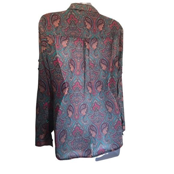 New York & company sheet paisley button up - SZ XS - Picture 3 of 4